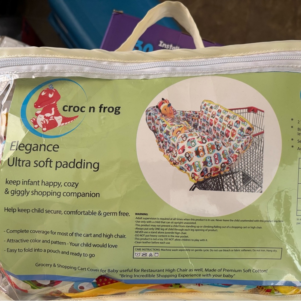 New & never used: Croc n Frog Baby Shopping Cart Cover